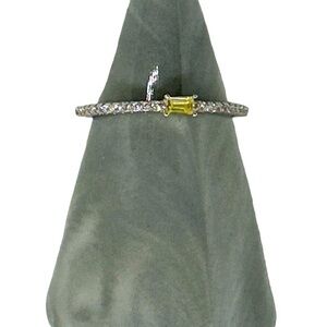 Silver yellow zircon ring .925 sterling silver size 7